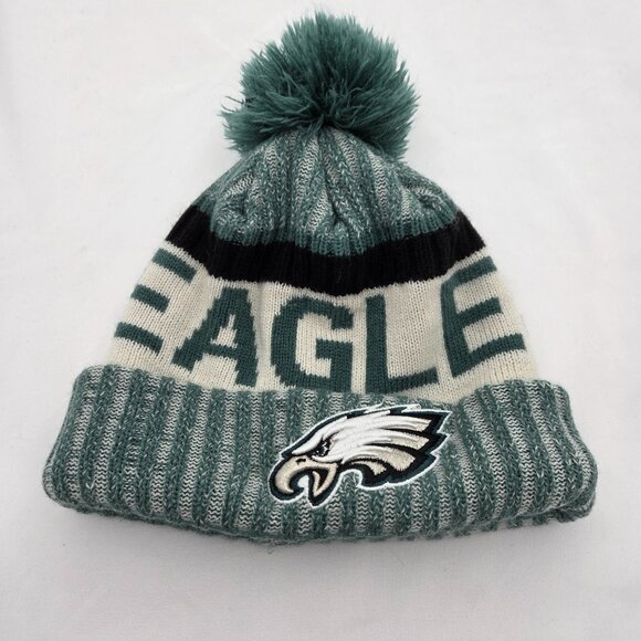 Nfl Apparel Accessories - New Era Philadelphia Eagles NFL Knit Pom Beanie Hat Cuffed